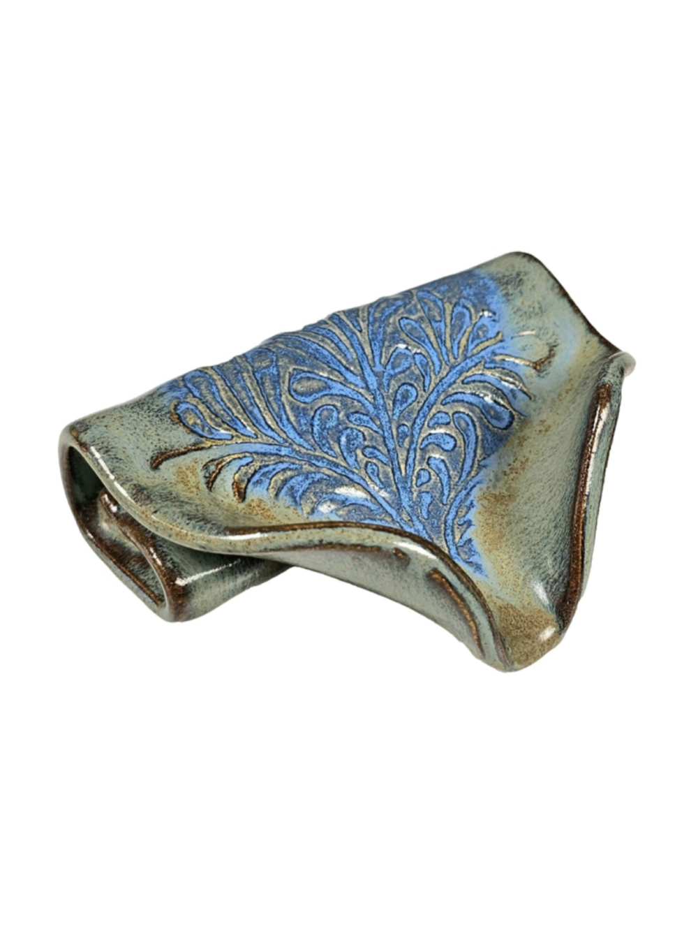 BTR Ceramics Monica Greco Handmade Self Draining Soap Dish Blue Stoneware